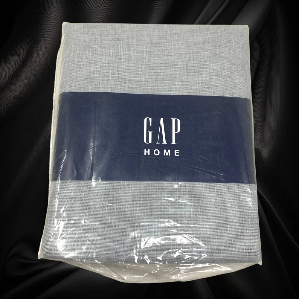 GAP Home Organic Cotton Window Curtain Pair 48x84 Chambray Yarn Dyed Gray NEW